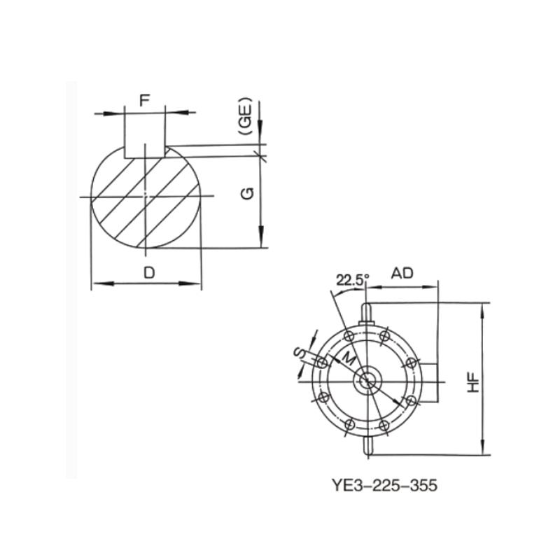 立式安裝、機(jī)座不帶底腳、端蓋上有凸緣的電動(dòng)機(jī)